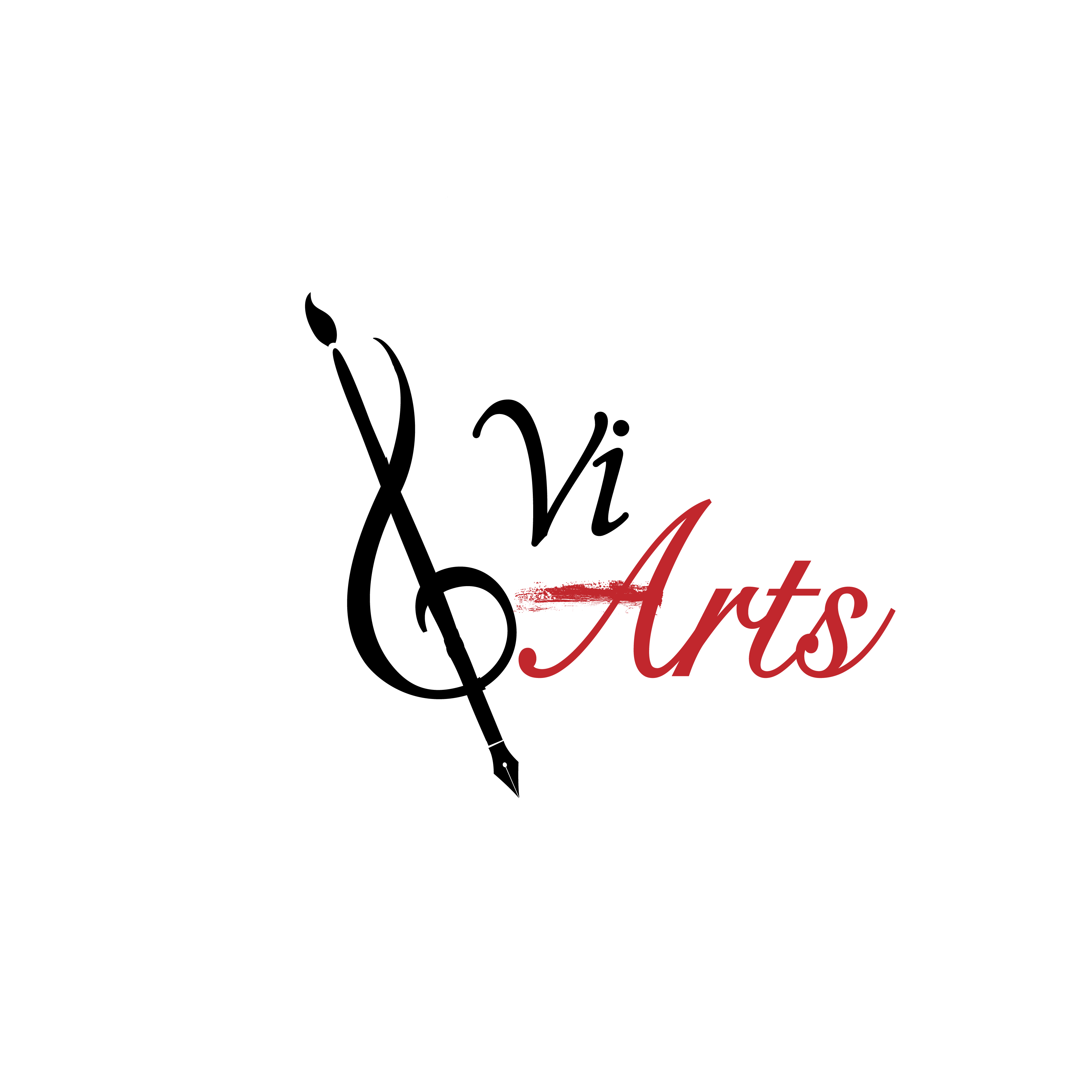 Logo z motywem klucza wiolinowego i nazwą Vi Arts